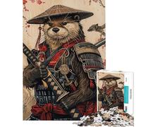 Puzzle de 1000 pièces pour Adolescents Motif Loutre samouraï à Monter soi-même Un Cadeau Unique et Artistique pour Un Anniversaire ou Noël (38x26cm)