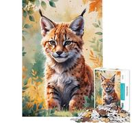 Puzzle de 1000 pièces pour Adolescents Motif Lynx et Chaton Aquarelle idéal pour Un Anniversaire ou Noël Jeu Impossible à Commencer par 14 Ans (50x75cm) Jeu de Puzzle Amusant en Famille