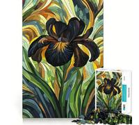 Puzzle de 1000 pièces pour Adolescents,Motif mosaïque d'iris Noirs,Bords Nets,Jeu de logique,Moment de détente et de Divertissement,Cadeau Artistique de Noël (38x26cm)