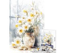 Puzzle de 1000 pièces pour Adolescents Motif Narcisse Jaune Décoration Murale Cadeau d'anniversaire Jeu Relaxant pour développer la motricité Fine et Le Cerveau Dimensions 38x52cm