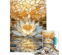 Puzzle de 1000 pièces pour Adolescents Motif nénuphar doré Mosaïque Jeu de société Idée Cadeau pour Noël ou Un Anniversaire (38x26cm)