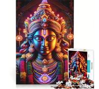 Puzzle de 1000 pièces pour Adolescents Motif néon Vibrant de divinité Indienne décoration Murale stimule la mémoire Cadeau Unique pour Un Anniversaire ou Noël 38x26cm