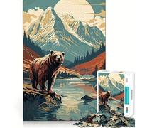 Puzzle de 1000 pièces pour adolescents, motif ours, style rétro, découpe nette, jeu pour les loisirs, calme (38 x 52 cm)