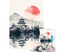 Puzzle de 1000 pièces pour Adolescents Motif pagode Japonaise Aquarelle défi intellectuel Jouet addictif Jeu éducatif Difficile Excellent Cadeau (Taille 75x50cm)