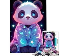 Puzzle de 1000 pièces pour Adolescents Motif Panda Mignon en Pyjama et étoiles Jeu éducatif et intellectuel pour Un Anniversaire (38x26cm)