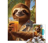 Puzzle de 1000 pièces pour Adolescents Motif Paresseux en Vacances Tropicales Difficile et Stimulant mais Amusant et Humoristique Décoration Murale idéale à partir de 14 Ans 50x75cm