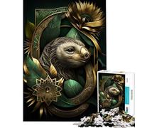 Puzzle de 1000 pièces pour Adolescents Motif Paresseux et Floral Abstrait Jouet éducatif de 1000 pièces défi Stimulant Jeu Amusant pour Toute la Famille (38x26cm)