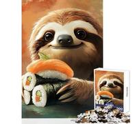 Puzzle de 1000 pièces pour Adolescents Motif Paresseux Sushi Japonais algues Nori Décoration intérieure Jouet Cadeau d'anniversaire Jeu Relaxant Dimensions 50x75cm