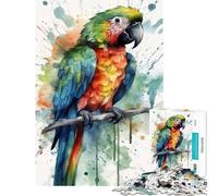 Puzzle de 1000 pièces pour Adolescents Motif Perroquet Aquarelle sur perchoir Jeu de réflexion Stimulant et Amusant (38x52cm) Idéal comme Cadeau ou Jouet