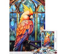 Puzzle de 1000 pièces pour Adolescents Motif Perruche calopsitte vitrail décoration intérieure Jouet activité Artistique Cadeau Jeu Amusant pour développer sa motricité Fine et Son Cerveau 38x52cm