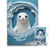 Puzzle de 1000 pièces pour Adolescents, Motif Phoque ondulé, Jeu éducatif Familial, défi Difficile, Cadeau d'anniversaire, Dimensions : 38x52cm