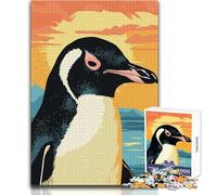 Puzzle de 1000 pièces pour Adolescents, Motif Pingouin en risographie, Un Jeu Unique et Amusant, Une œuvre d'art Originale et Humoristique à Offrir Dimensions : 38x26cm