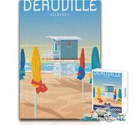 Puzzle de 1000 pièces pour Adolescents - Motif Plage de Deauville - Jeu de Puzzle Unique et Stimulant pour Un Anniversaire - Dimensions 38x26cm