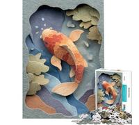 Puzzle de 1000 pièces pour Adolescents Motif Poissons Koi Puzzle en Papier à Monter soi-même pour Adultes Jouet à Faire soi-même Cadeau d'anniversaire pour Amis et Famille (Taille 38x52cm)