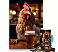 Puzzle de 1000 pièces pour Adolescents Motif Poulet Joyeux Jeu d'assemblage précis Activité cérébrale Intelligente Moment de détente Idée Cadeau d'anniversaire (50x75cm)