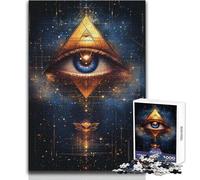 Puzzle de 1000 pièces pour Adolescents - Motif Pyramide de l'œil Qui voit Tout - Idéal pour des soirées Jeux en Famille - Cadeau Parfait - Dimensions : 38x26cm