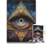 Puzzle de 1000 pièces pour Adolescents, Motif Pyramide de l'œil Qui voit Tout, Jeu Stimulant, décoration Murale, Cadeau d'anniversaire, Dimensions : 50x75cm