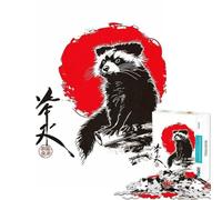 Puzzle de 1000 pièces pour Adolescents Motif Raton Laveur Style Japonais idéal pour Un Anniversaire ou Noël Jeu éducatif et Amusant pour Toute la Famille à partir de 14 Ans 38x52cm