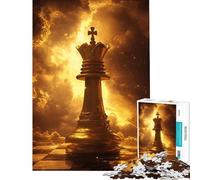 Puzzle de 1000 pièces pour Adolescents Motif Reine d'or aux échecs Jeu éducatif et intellectuel pour Les Amateurs de Jeux Une véritable œuvre d'art (Dimensions 38x52cm)