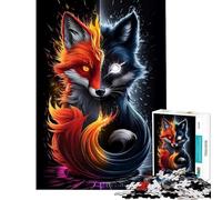 Puzzle de 1000 pièces pour Adolescents Motif Renard de feu et de Glace Illustration numérique idéal pour Un Anniversaire ou Noël Jeu éducatif Amusant et Humoristique pour Les 14 Ans et Plus