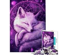 Puzzle de 1000 pièces pour Adolescents Motif Renard Violet Attrape-rêves Jeu de réflexion Cadeau d'anniversaire ou de Noël Original (38x26cm)