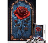 Puzzle de 1000 pièces pour Adolescents Motif Rose en vitrail Jeu éducatif d'analyse et de logique Jouet à Monter soi-même avec Poster et fiche de Questions-réponses Assortis (75x50cm)