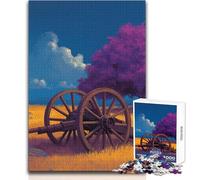 Puzzle de 1000 pièces pour Adolescents - Motif:Roue de Chariot Ancienne - Jeu intellectuel, Amusant et Artistique - Cadeau - Dimensions:50x75cm