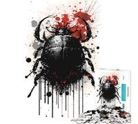 Puzzle de 1000 pièces pour Adolescents Motif scarabée bousier Peinture à l'encre Difficile et Stimulant Anti-Stress Casse-tête à partir de 14 Ans (50x75cm)