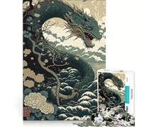 Puzzle de 1000 pièces pour Adolescents Motif Serpent Ukiyo-e Style Japon-Chine décoration Murale Difficile et Stimulant Jeu Cadeau 50x75cm