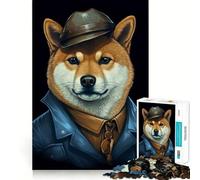Puzzle de 1000 pièces pour Adolescents,Motif Shiba Inu à col Bleu,Bords précis,Jeu de logique,Moment de détente et de Divertissement,Cadeau Artistique de Noël (50x75cm)