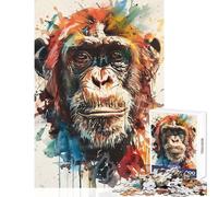 Puzzle de 1000 pièces pour Adolescents Motif Singe Aquarelle Jeux Amusants découpe de précision décoration intérieure Jouet pour renforcer Les Liens Amoureux (50x75cm)