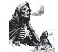 Puzzle de 1000 pièces pour Adolescents Motif Squelette fumant Une Cigarette décoration Murale pour Un Père Noël Secret Jeu Amusant à Faire à la Maison Dimensions 38x52cm