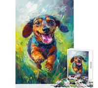 Puzzle de 1000 pièces pour Adolescents Motif Teckel Joyeux Qui Court à Assembler décoration Murale Cadeau d'anniversaire (Taille 50x75cm)