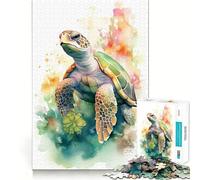 Puzzle de 1000 pièces pour Adolescents, Motif Tortue Aquarelle, Bords Nets, Jeu de réflexion, Jouet d'éveil, Jeu de rôle, décoration de Noël (38x52cm)
