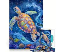 Puzzle de 1000 pièces pour Adolescents, Motif Tortue Aquarelle, Jeu de Concentration, Jeu de lenteur, Cadeau d'anniversaire Amusant (38x26cm)