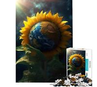 Puzzle de 1000 pièces pour Adolescents Motif Tournesol Terre Galaxie et Soleil Jeu éducatif Amusant et Stimulant pour Les Anniversaires Anti-Stress (38x26cm)