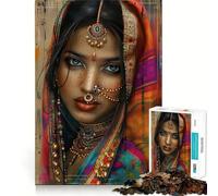 Puzzle de 1000 pièces pour Adolescents, Motif Traditionnel Indien féminin, Art aux découpes nettes, Jeu cognitif, Cadeau pour des Moments de détente, décoration de Noël (50x75cm)