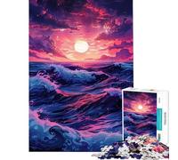 Puzzle de 1000 pièces pour Adolescents Motif Vagues rétro pour Adultes Jouet Anti-Stress Niveau Difficile pour Noël ou Un Anniversaire (Taille 50x75cm)