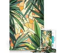 Puzzle de 1000 pièces pour Adolescents, Motif vitrail de Feuilles Tropicales, découpe précise, Jeu d'art Amusant et Relaxant, Cadeau d'anniversaire idéal (38x26cm)