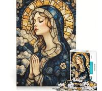 Puzzle de 1000 pièces pour Adolescents Motif vitrail de la Vierge Marie décoration Murale stimule la motricité Fine et l'esprit pour Les Amateurs de Jeux vidéo 38x52cm