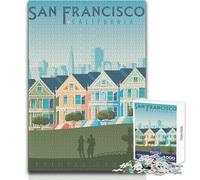 Puzzle de 1000 pièces pour Adolescents, Motif Voyage à San FranciscoUn Jeu Unique et Amusant, idéal comme Cadeau d'anniversaireDimensions 50x75cm.