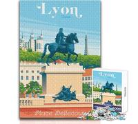 Puzzle de 1000 pièces pour Adolescents - Motif Voyage Lyon, France - Jeu Stimulant - Décoration Murale pour Un Père Noël Secret - Dimensions 38x26cm