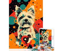 Puzzle de 1000 pièces pour Adolescents Motif West Highland Terrier Blanc Style Pop Art Jouet Anti-Stress Cadeau d'anniversaire Casse-tête Amusant pour s'amuser à la Maison Dimensions 50x75cm
