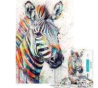 Puzzle de 1000 pièces pour Adolescents Motif zèbre Abstrait Aquarelle décoration Murale Cadeau d'anniversaire Unique (50x75cm)