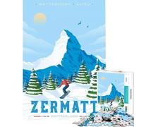 Puzzle de 1000 pièces pour Adolescents Motif Zermatt Suisse Jeu Manuel et éducatif pour Un Père Noël Secret Passe-Temps Pendant Les Vacances (38x52cm)