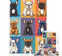 Puzzle de 1000 pièces pour Adolescents Motifs de bouledogues français Jeu éducatif Idée Cadeau pour Un Père Noël Secret Jeu de Manipulation Renforce l'amour Entre Couples Dimensions 38x52cm