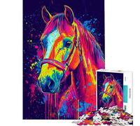 Puzzle de 1000 pièces pour Adolescents Motifs de Chevaux colorés Découpe de précision Idéal pour Partager Un Moment Complice Entre Parents et Enfants Cadeau de Noël ou d'anniversaire (: 50x75cm)