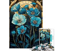 Puzzle de 1000 pièces pour Adolescents Motifs de Coquelicots en vitrail Jeu Manuel Niveau de difficulté Difficile Stimule Le Cerveau (Dimensions 38x26cm)