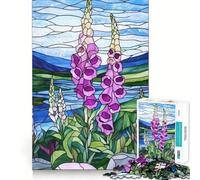 Puzzle de 1000 pièces pour Adolescents Motifs de digitales en vitrail Découpe précise Jeu de Concentration Amusant Détente et Amusement Cadeau d'anniversaire Original (38x52cm)