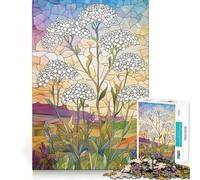 Puzzle de 1000 pièces pour Adolescents Motifs de Fleurs Sauvages en vitrail Découpe précise Jeu Artistique Amusant et Relaxant Cadeau d'anniversaire Original (50x75cm)